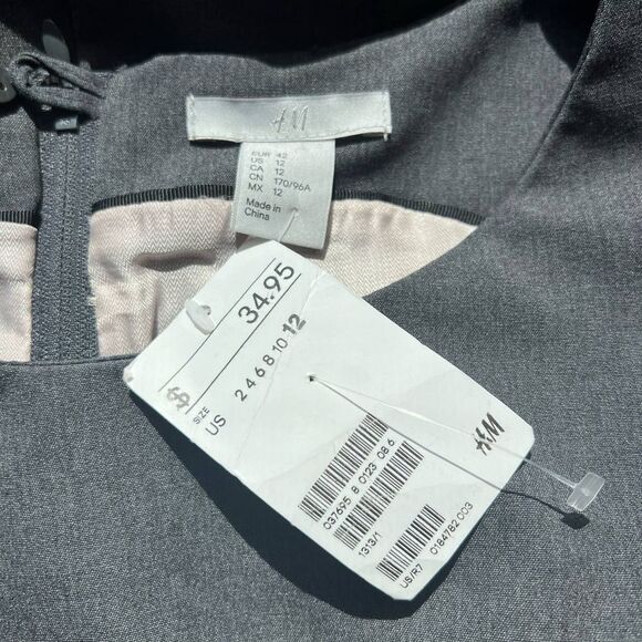 H&M Heather Gray Shift Dress Below the Knee 12 Large NWT - Picture 4 of 4